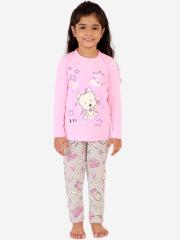 Lazy Shark Girls Pink Printed Night suit