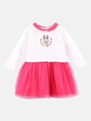 Beebay Girls Pink & White Colourblocked Dress