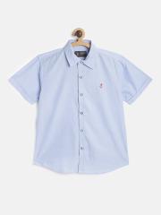 Gini and Jony Boys Blue Solid Casual Shirt