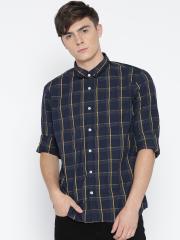 Flying Machine Navy Blue Checked Casual Shirt