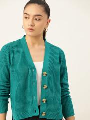 DressBerry Women Green Solid Cardigan