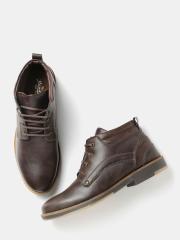 Roadster Men Coffee Brown Solid Mid-Top Flat Boots