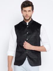 Crimsoune Club Men Black & White Printed Waistcoat