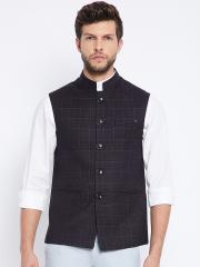 Crimsoune Club Men Black & White Checked Waistcoat