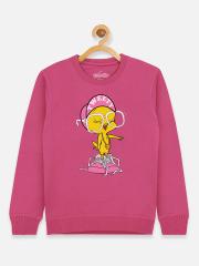 Kids Ville Tweety Girls Pink Printed Sweatshirt