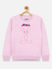 Kids Ville Kids Tweety Ville Girls Pink Printed Sweatshirt