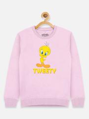 Kids Ville Tweety Girls Pink Printed Sweatshirt