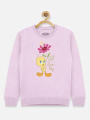 Kids Ville Tweety Girls Pink Printed Sweatshirt