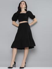 Femella Women Black Top with Skirt