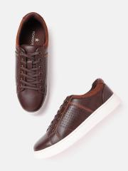 Roadster Men Coffee Brown Solid Sneakers with Perforated Detail