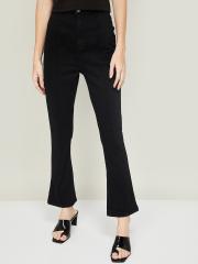 Ginger by Lifestyle Women Black Cotton Bootcut Jeans