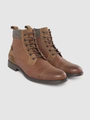 Geox Men Brown Leather Flat Boots