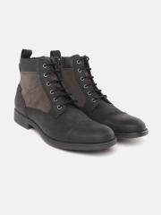 Geox Men Black Leather Flat Boots