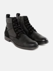 Geox Men Black Leather Flat Boots