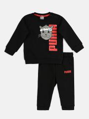 Puma Boys Black Printed T-shirt with Trousers