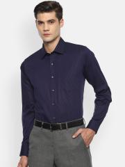 Van Heusen Men Navy Blue Slim Fit Opaque Self-Design Formal Shirt