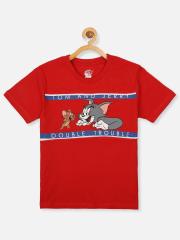 Kids Ville Tom & Jerry Boys Red Printed T-shirt