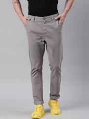 Breakbounce Men Grey Slim Fit Chinos Trousers