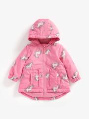 mothercare Girls Pink Hooded Tailored Jacket