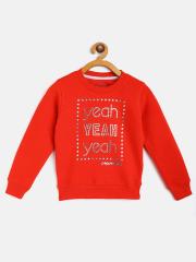 Peppermint Girls Red Printed Sweatshirt