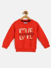 Peppermint Girls Red Printed Sweatshirt