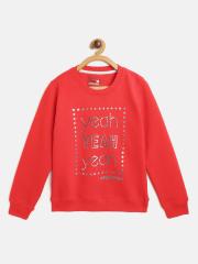 Peppermint Girls Red & Silver Printed Sweatshirt