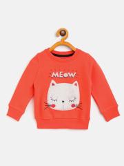 Peppermint Girls Red Printed Applique Sweatshirt