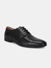 Arrow Men Black Solid Leather Oxfords