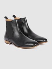 Arrow Men Black Leather Flat Boots