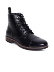 Red Tape Men Black Leather Flat Boots