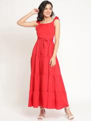 The Vanca Red Tiered Maxi Dress