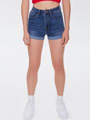 FOREVER 21 Women Blue Washed Denim Shorts