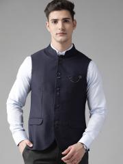 Blackberrys Men Navy Blue Solid Waistcoat