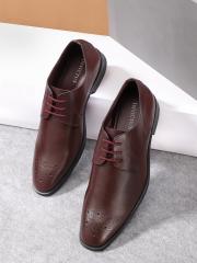 INVICTUS Men Burgundy Solid Formal Derbys with Brogue Detail