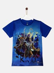 YK Marvel Boys Blue Printed T-shirt