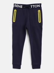 United Colors of Benetton Boys Navy Blue Solid Joggers