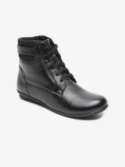 Flat n Heels Women Black Solid Flat Boots