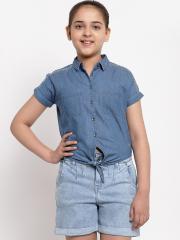 Pepe Jeans Girls Blue Opaque Casual Shirt