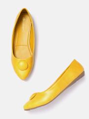 DressBerry Women Mustard Yellow Solid Ballerinas