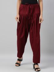 Go Colors Women Maroon Solid Cotton Salwar