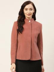 Okane Women Pink Solid Tailored Jacket