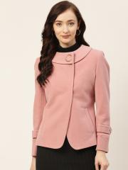 Okane Women Pink Solid Tailored Jacket