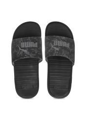 Puma Men Grey & Black Printed Sliders