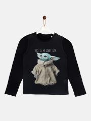 YK Star Wars Boys Black Printed T-shirt