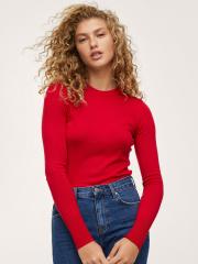 MANGO Women Cherry Red Solid Sweater