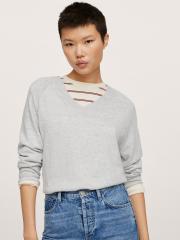 MANGO Women Grey Melange Solid Pullover