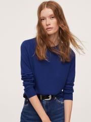 MANGO Women Blue Solid Sweater