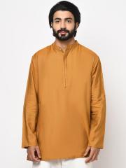 Fabindia Men Mustard Yellow Solid Kurta