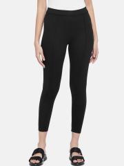 People Women Black Cropped Leggings