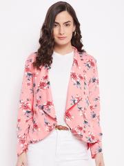 PURYS Women Pink & Blue Printed Shrug